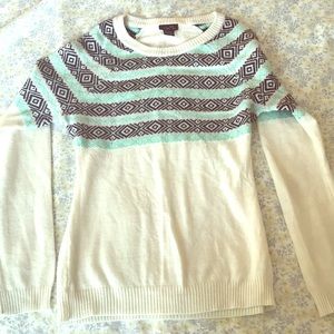 Pretty cream, turquoise striped sweater
